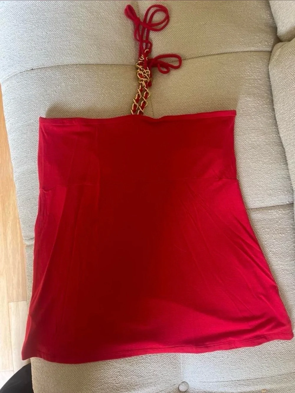 Michael Kors Red Shoulder Bag with Gold Chain Detail